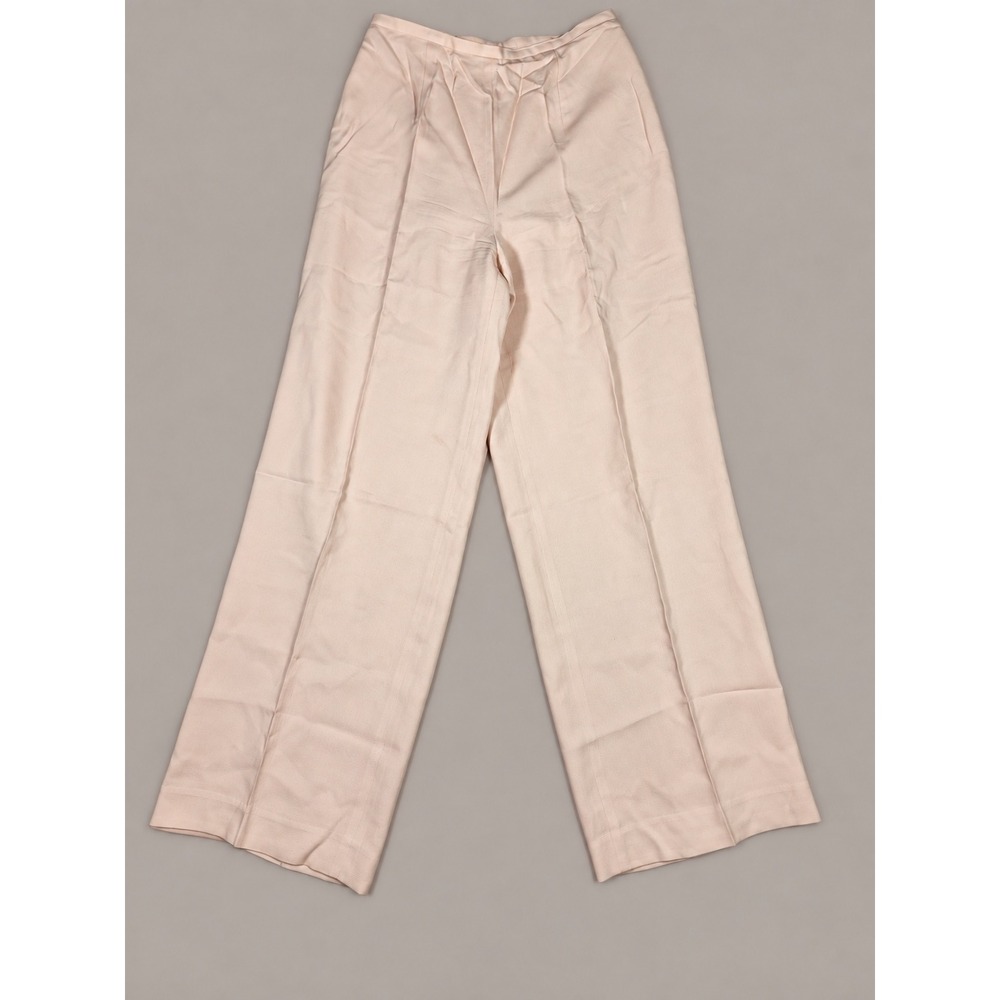VTG 90s Ann Taylor 100% Silk Wide Leg Trousers Pale Pink Peach High Waist Pants